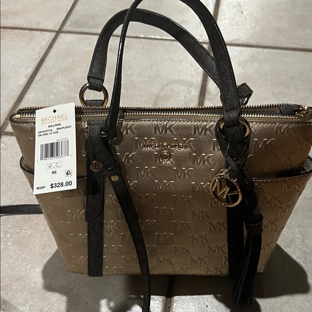 Michael Kors Gold and Black Satchel